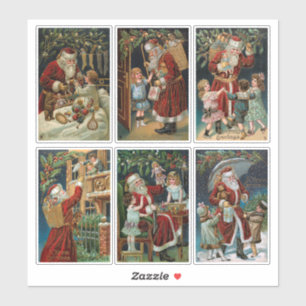 Adesivo Vintage Papais noeis com crianças