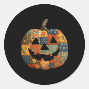 Adesivo Vintage Patchwork Pumpkin Quilado Halloween Queda