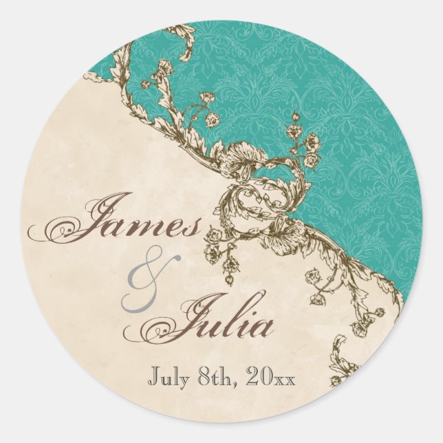 Adesivo Vintage Peacock & Etchings Casamento (Frente)