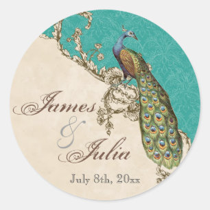 Adesivo Vintage Peacock & Etchings Casamento