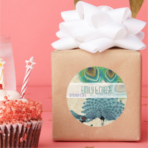 Adesivo Vintage Peacock Feather Casamento Seal