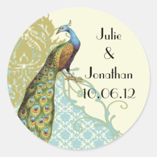 Adesivo Vintage Peacock Lagoa Damask Sticker