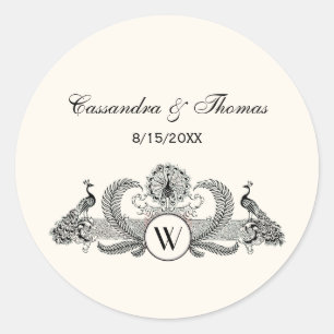 Adesivo Vintage Peacocks Monograma Ivory BG