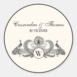 Adesivo Vintage Peacocks Monograma Ivory BG