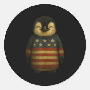 Adesivo Vintage Penguin American Flag comemora 4 de julho