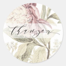 Adesivo Vintage Peony Botanical Fine art Obrigado casament