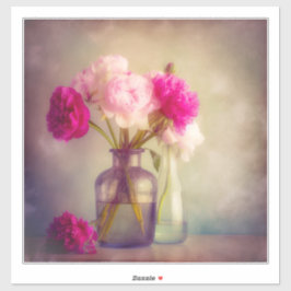 Adesivo Vintage Peony Bouquet in Glass Vases