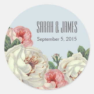 Adesivo Vintage Peony Casal Blue Sticker Label