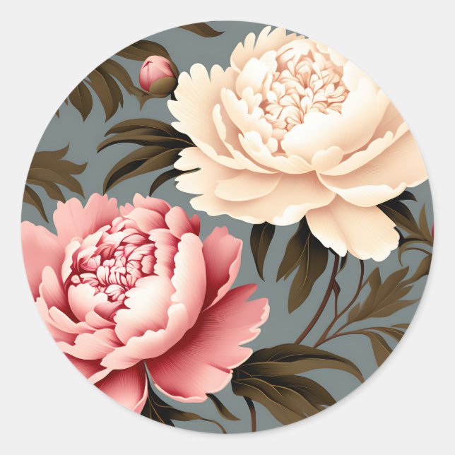 Adesivo Vintage Peony Elegant Pattern (Frente)
