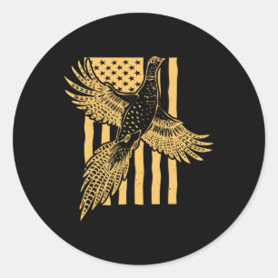Adesivo Vintage Pheasant Bird Hunter Flag American Hunting