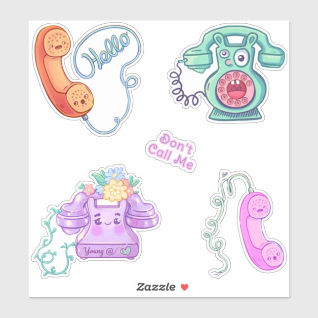 Adesivo Vintage Phones Retro Sticker Pack (Folha)