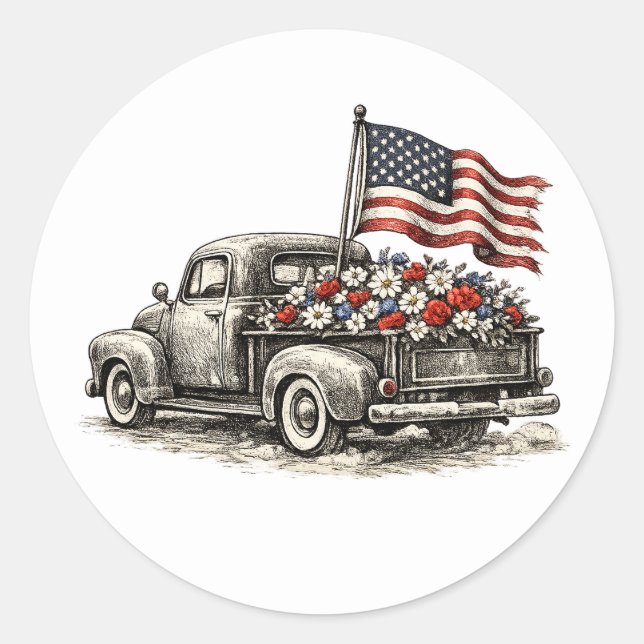 Adesivo Vintage Pickup Truck Flag  (Frente)