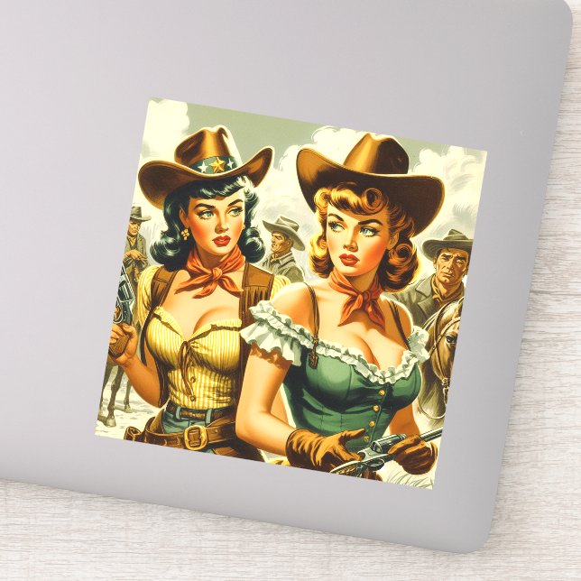 Adesivo Vintage Pin-up Cowboys (Detalhe)