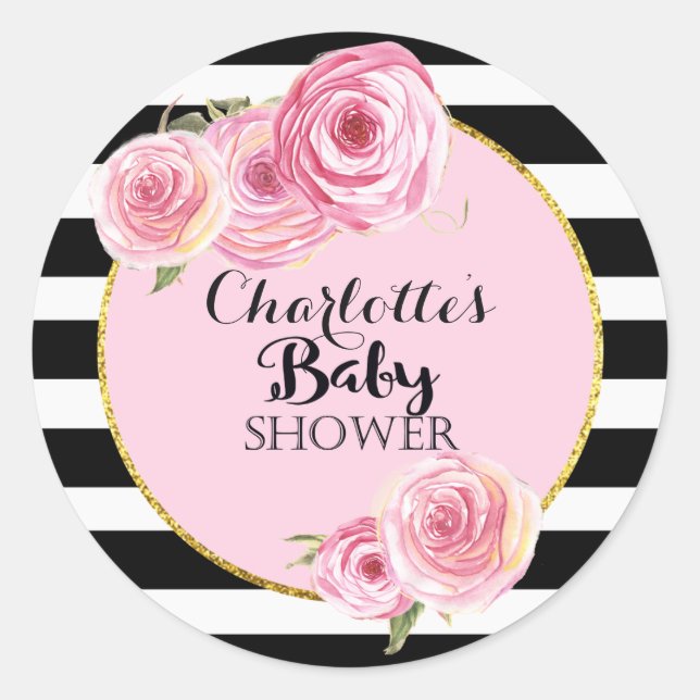 Adesivo Vintage Pink Flower Chá de fraldas vinker (Frente)