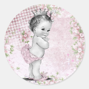 Adesivo Vintage Pink Princess Chá de fraldas Stickers