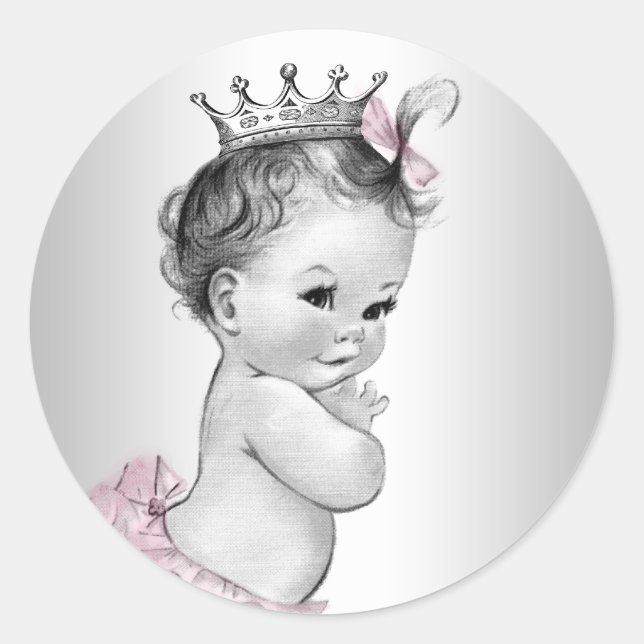 Adesivo Vintage Pink Princess Chá de fraldas Stickers (Frente)