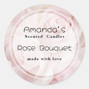Adesivo Vintage Pink Roses Elegante Buquê Candle Biz