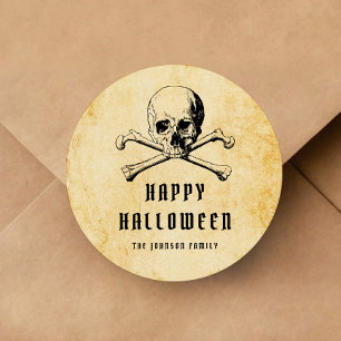 Adesivo Vintage Pirate Skull & Bones Halloween
