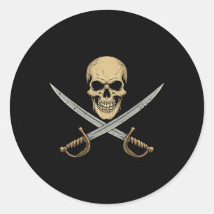 Adesivo Vintage Pirate Skull Caribe Cruise Halloween Sk