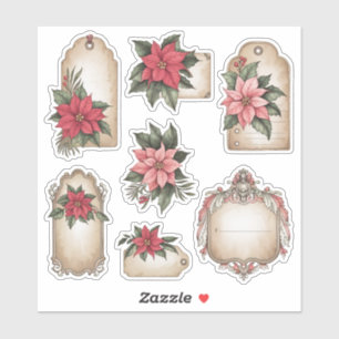 Adesivo Vintage Poinsettia Christmas Ephemera Stickers