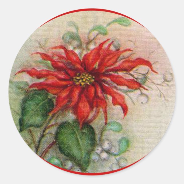 Adesivo Vintage Poinsettia Flower Christmas Sticker (Frente)