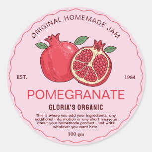 Adesivo Vintage Pomegranate Fruta Jam Homemade Produto