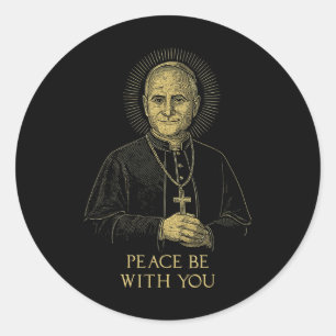 Adesivo Vintage Pope Retrato Leo Xiv Halo Cross Peace Be