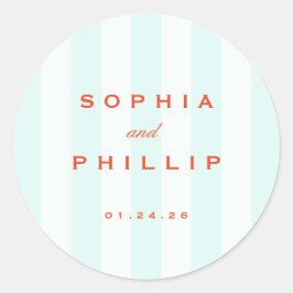 Adesivo Vintage Preppy Stripes Teal Orange Weding