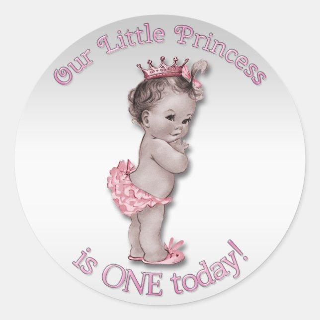 Adesivo Vintage Princess Baby One Year Birday (Frente)