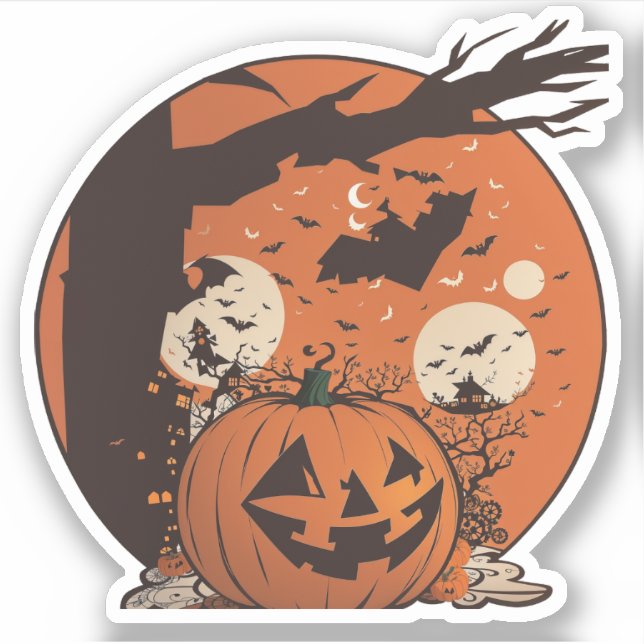 Adesivo Vintage Pumpkin Halloween Sticker (Frente)