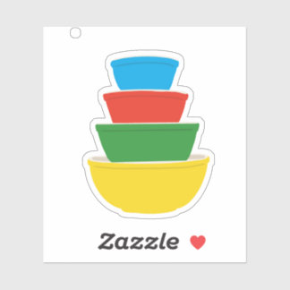 Adesivo Vintage Pyrex Cores Primárias Misturando Vinheta