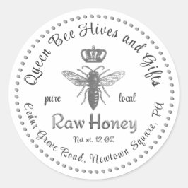 Adesivo Vintage Queen Bee Honey Crown Script White