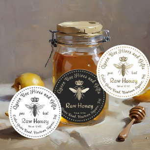 Adesivo Vintage Queen Bee Honey Dourado Crown Script White