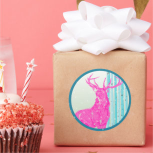 Adesivo Vintage Quente Rosa Veado Aqua Birch Tree Snowflak