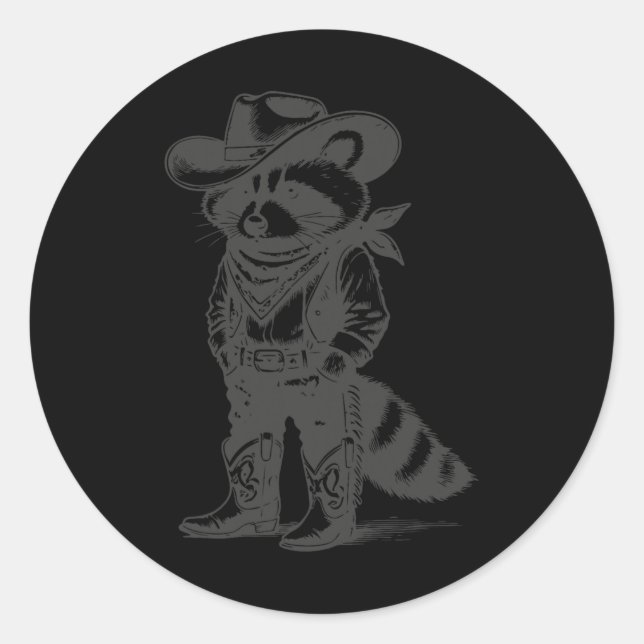 Adesivo Vintage Raccoon Cowboy Trash Panda Ocidental (Frente)