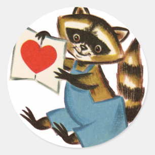 Adesivo Vintage Raccoon Love