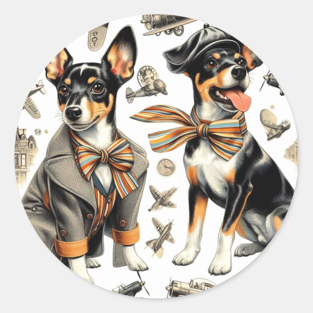 Adesivo Vintage Rat Terrier Seamless (Frente)