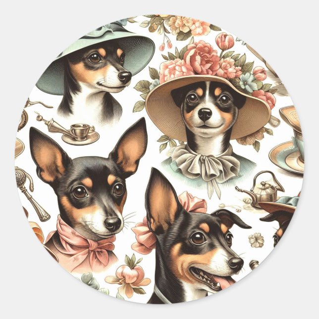 Adesivo Vintage Rat Terrier Seamless (Frente)