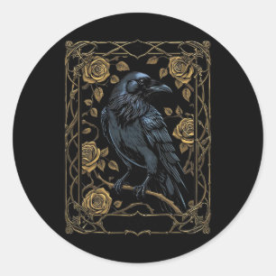 Adesivo Vintage Raven Tarot Card Gothic Wiccan Pagan Witan