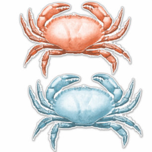 Adesivo Vintage Red and Blue Crabs Náuticos