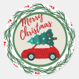 Adesivo Vintage red car feliz natal