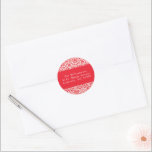 Adesivo Vintage Red Damask Custom Christmas Return Address<br><div class="desc">Vintage Red Damask Festivo Custom Felry Christmas Classic Return Endereço Classic Round Sticker</div>