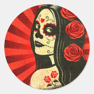 Adesivo Vintage Red Day of the Dead Girl