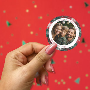 Adesivo Vintage Red e Green Snowflakes Natal