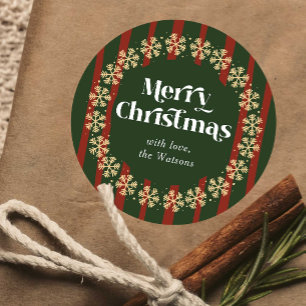 Adesivo Vintage Red & Green Xadrez Patterno Feliz Natal