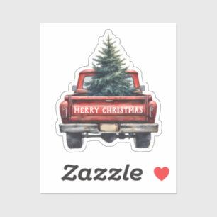 Adesivo Vintage Red Truck Felry Natal Contour Corte