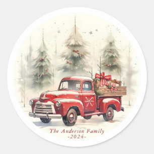 Adesivo Vintage Red Truck Round Stickers