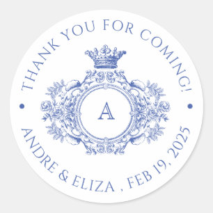 Adesivo Vintage Regence Blue Crest Monograma Obrigado
