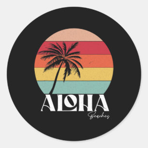 Adesivo Vintage Retro Aloha Beaches Tropical Summer Vacati