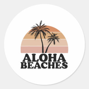 Adesivo Vintage Retro Aloha Beaches Vacinação Tropical de